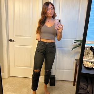 American Eagle mom jeans, black distressed